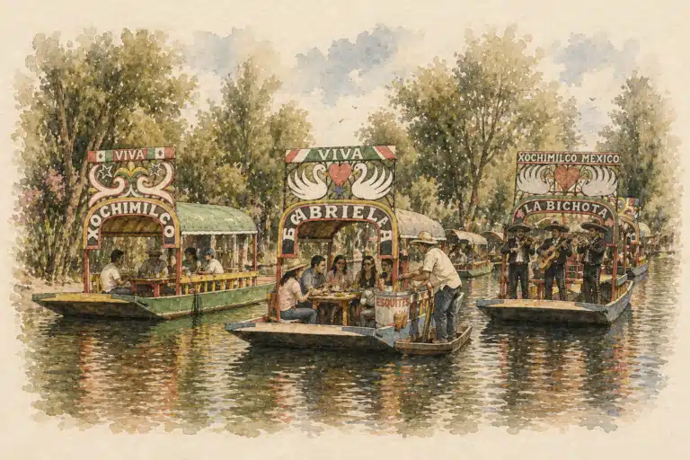Trajineras in Xochimilco