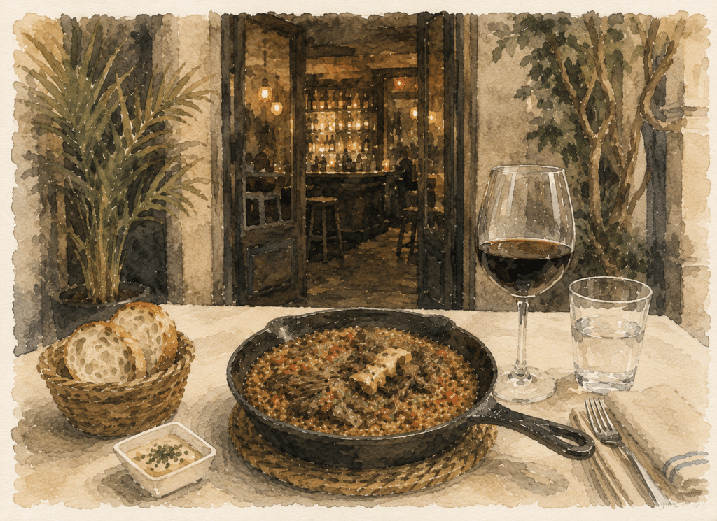 Rice dish at La Barra de Fran - illustration
