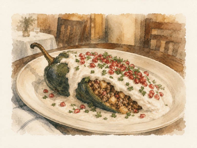 Drawing of a Chile en Nogada