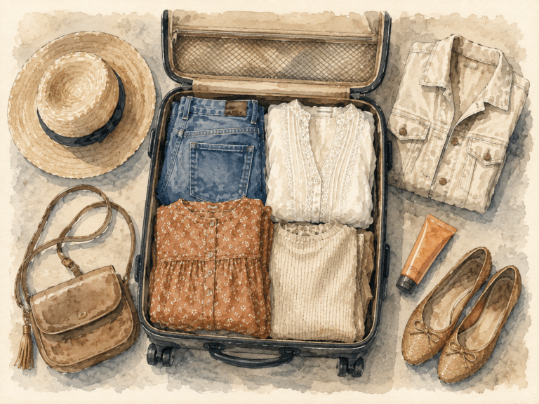 Packed suitcase for a trip to CDMX